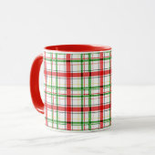 Christmas Flannel Plaid Tartan Design - White  マグカップ (正面左)