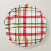 Christmas Flannel Plaid Tartan Design - White  ラウンドクッション (裏面)