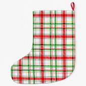 Christmas Flannel Plaid Tartan Design - White ラージクリスマスストッキング (裏面)