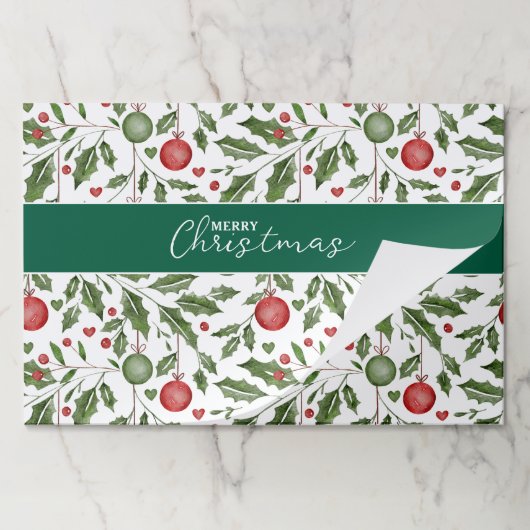 Christmas Flora and Ornaments Paper Placemat ペーパーパッド (折り畳み)
