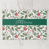Christmas Flora and Ornaments Paper Placemat ペーパーパッド (正面)