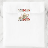 Christmas Floral Afternoon Tea Holiday Party スクエアシール (バッグ)