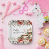 Christmas Floral Afternoon Tea Holiday Party ペーパープレート (パーティー)