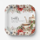 Christmas Floral Afternoon Tea Holiday Party ペーパープレート (正面)