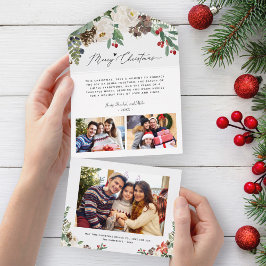 Christmas Floral All in One Keepsake Photo Card オールインワン招待状