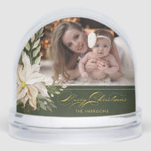 Christmas Floral Calligraphy Photo Snow Globe (正面)