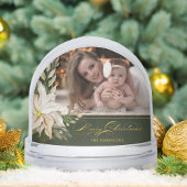 Christmas Floral Calligraphy Photo Snow Globe