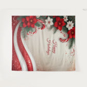 Christmas Floral Candy Canes Holiday Backdrop タペストリー (正面(横))