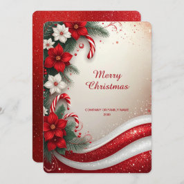 Christmas Floral Candy Canes Holiday Card シーズンカード