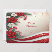Christmas Floral Candy Canes Holiday Card シーズンカード (正面)
