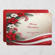 Christmas Floral Candy Canes Holiday Card