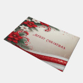Christmas Floral Candy Canes Holiday Doormat ドアマット (アングル)