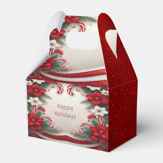 Christmas Floral Candy Canes Holiday Gift Box フェイバーボックス (正面サイド)