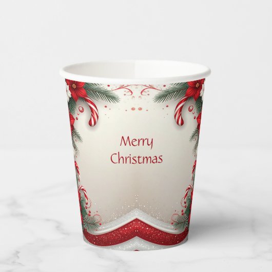 Christmas Floral Candy Canes Holiday Paper Cups 紙コップ (左)