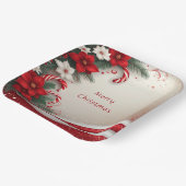 Christmas Floral Candy Canes Holiday Paper Plate ペーパープレート (傾斜あり)