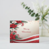 Christmas Floral Candy Canes Holiday Postcard ポストカード (スタンド正面)