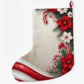 Christmas Floral Candy Canes Holiday Stocking ラージクリスマスストッキング (裏面)