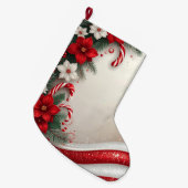 Christmas Floral Candy Canes Holiday Stocking ラージクリスマスストッキング (正面 (吊り時))