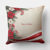 Christmas Floral Candy Canes Holiday Throw Pillow クッション (裏面)