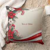 Christmas Floral Candy Canes Holiday Throw Pillow クッション (ブランケット)