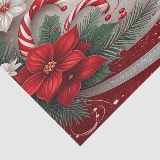 Christmas Floral Candy Canes Holiday Tissue Paper 薄葉紙 (詳細)