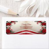 Christmas Floral Candy Canes Return Address Label ラベル (インサイチュ)
