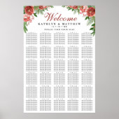 Christmas Floral Foliage Wedding 30 Table Seating ポスター (正面)