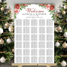 Christmas Floral Foliage Wedding 30 Table Seating ポスター