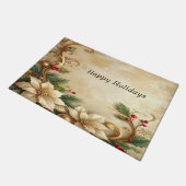 Christmas Floral Holiday Doormat ドアマット (アングル)