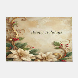 Christmas Floral Holiday Doormat ドアマット