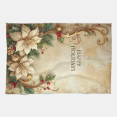 Christmas Floral Holiday Kitchen Towel キッチンタオル (横)