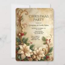 Christmas Floral Holiday Party Invitation