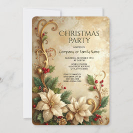 Christmas Floral Holiday Party Invitation 招待状