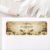 Christmas Floral Holiday Return Address Label ラベル (インサイチュ)