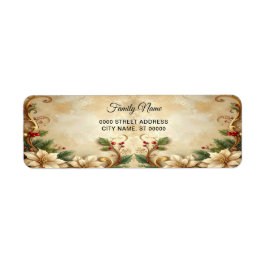 Christmas Floral Holiday Return Address Label ラベル