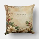 Christmas Floral Holiday Throw Pillow クッション (裏面)