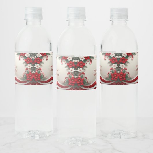 Christmas Floral Holiday Water Bottle Label ペットボトルラベル (ボトル)