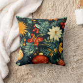 Christmas Floral Ornament Personalized Pillow クッション (ブランケット)
