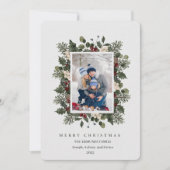 Christmas Floral Photo Holiday Card シーズンカード (正面)