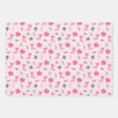 Christmas Floral Pink Ice Skates ラッピングペーパーシート (正面2)