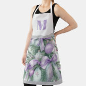 Christmas Floral Purple and Green エプロン (インサイチュ)