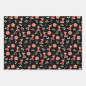 Christmas Floral Red Ice Skates ラッピングペーパーシート (正面3)