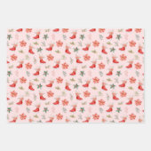 Christmas Floral Red Ice Skates ラッピングペーパーシート (正面2)