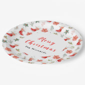 Christmas Floral Red Ice Skates Merry Christmas ペーパープレート (アングル)