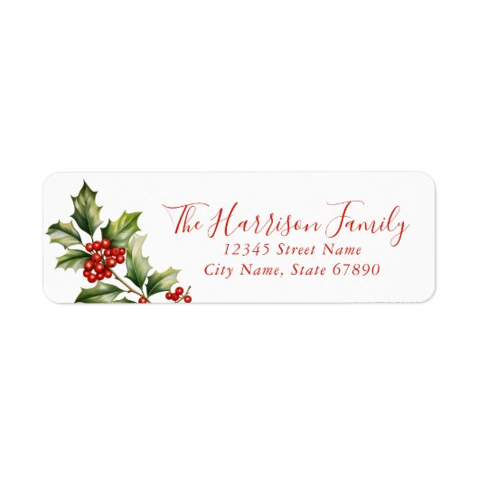 Christmas Floral Return Address Labels ラベル (正面)