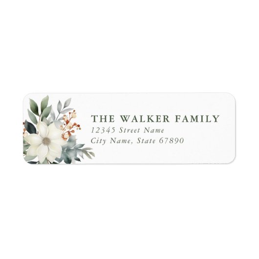 Christmas Floral Return Address Labels ラベル (正面)