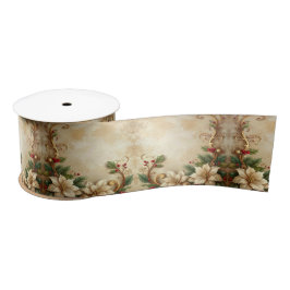Christmas Floral Satin Ribbon サテンリボン