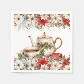 Christmas Floral Tea Holiday Party スタンダードカクテルナプキン (正面)