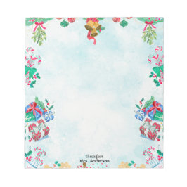 Christmas Flowers and Gift Boxes Notepad ノートパッド