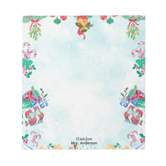 Christmas Flowers and Gift Boxes Notepad ノートパッド (正面)